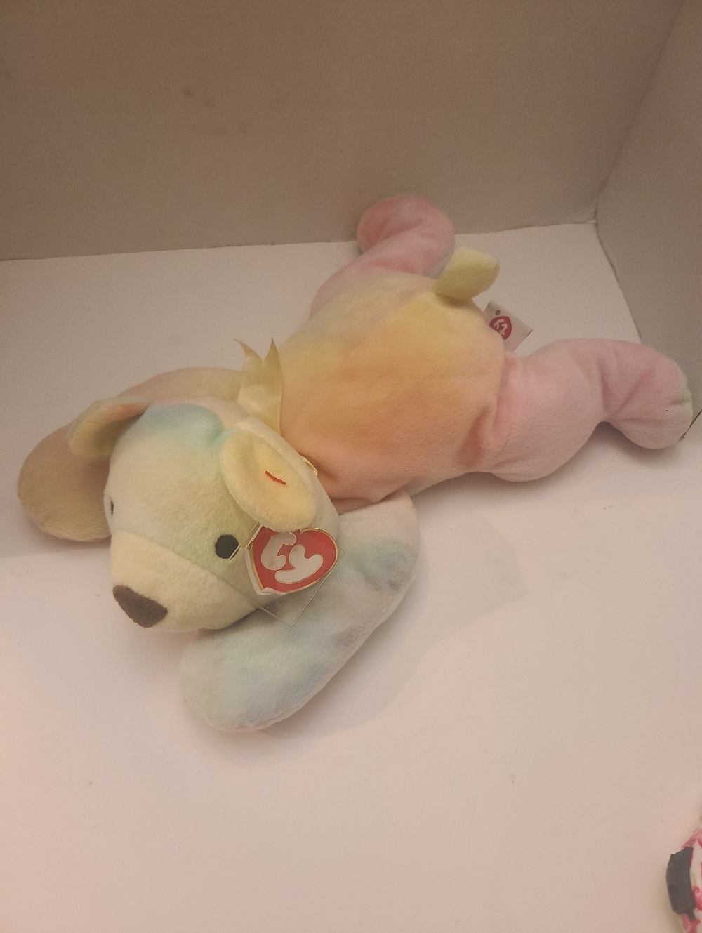 Ty Pillow Pals Vintage Sherbet Bear Plush Pastel Rainbow, Pre-owned